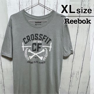 Reebok - Reebok　Tシャツ　XL　グレー　プリント　ロゴ　ポリエステル　スポーツ