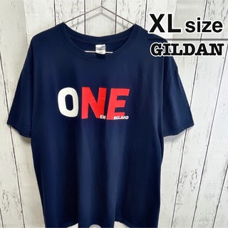 ギルタン(GILDAN)のUSA古着　GILDAN　Tシャツ　XL　ネイビー　紺　プリント　ロゴ　コットン(Tシャツ/カットソー(半袖/袖なし))