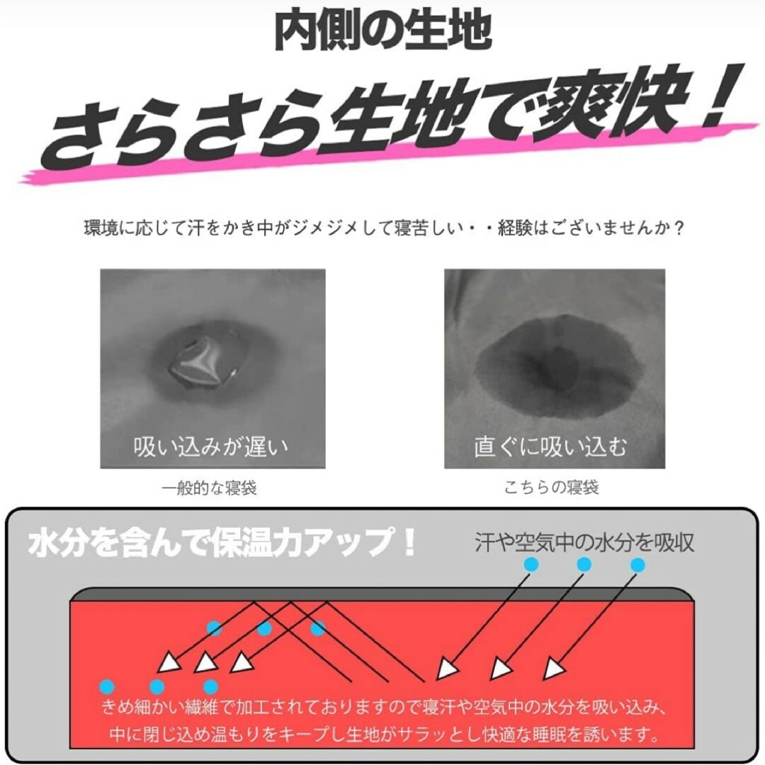 寝袋 シュラフ枕付き210T 封筒型 最低使用温度-15℃ スポーツ/アウトドアのアウトドア(寝袋/寝具)の商品写真