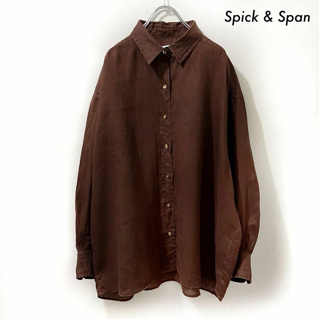 Spick & Span(スピックアンドスパン)のSpick & Span スピック&スパン★リネンシャツ 長袖 ブラウン 茶色 レディースのトップス(シャツ/ブラウス(長袖/七分))の商品写真