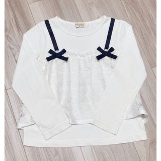 トロワラパン(trois lapins)のトロワラパン　KP キャミドッキング リボン　レース　カットソー　110cm(Tシャツ/カットソー)