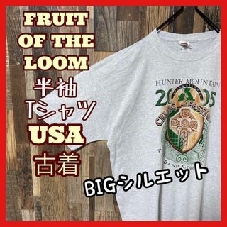 フルーツオブザルーム(FRUIT OF THE LOOM)のフルーツオブザルーム プリント グレー メンズ 2XL 古着 半袖 Tシャツ(Tシャツ/カットソー(半袖/袖なし))