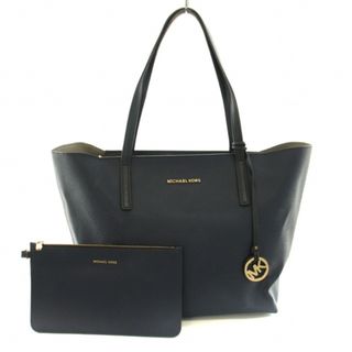 Michael Kors - マイケルコース HAYLEY トートバッグ ハンドバッグ ポーチ レザー 紺