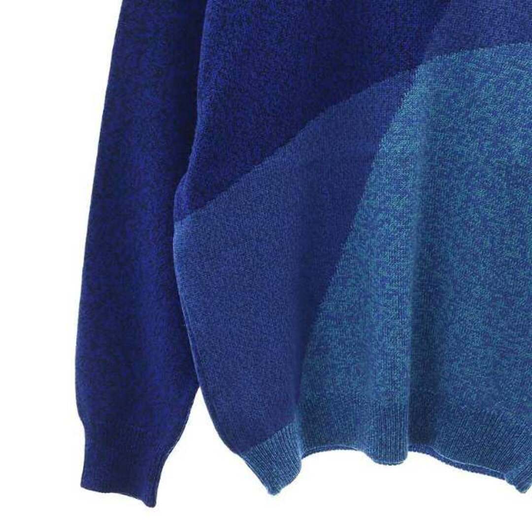 Gianni Versace(ジャンニヴェルサーチ)のジャンニヴェルサーチ ヴェルサーチェ ウール 配色 ニット 長袖 48 青 メンズのトップス(ニット/セーター)の商品写真