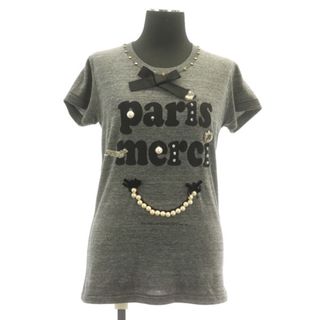 リタジーンズトウキョウ(RITA JEANS TOKYO)のリタジーンズトウキョウ パール装飾Tシャツ カットソー 半袖 ビジュー Uネック(カットソー(半袖/袖なし))