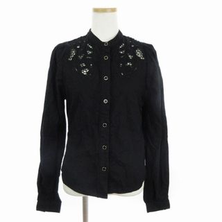 マウジー(moussy)のマウジー 22SS CUT WORK LACE ブラウス シャツ 長袖 黒 F(シャツ/ブラウス(長袖/七分))