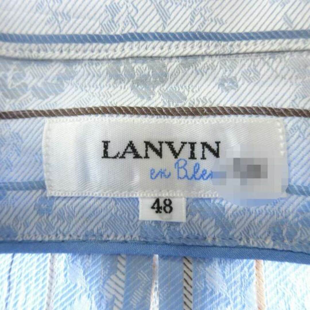 LANVIN en Bleu(ランバンオンブルー)のランバンオンブルー シャツ 長袖 ストライプ 花柄 総柄 青 48 XL位 メンズのトップス(シャツ)の商品写真