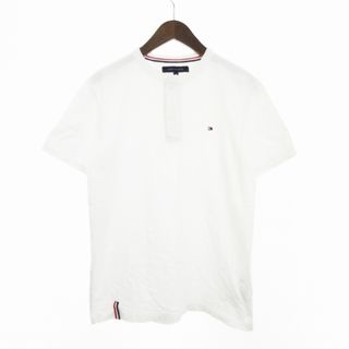 トミーヒルフィガー(TOMMY HILFIGER)のトミーヒルフィガー Tシャツ ヘンリーネック 半袖 綿 ホワイト M ■002(Tシャツ(半袖/袖なし))