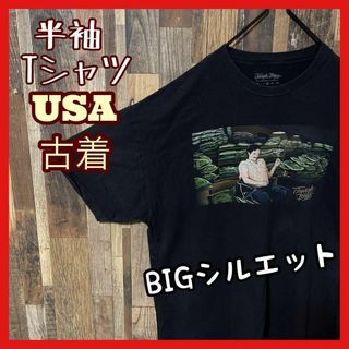 メンズ プリント ブラック ゆるだぼ 2XL USA古着 90s 半袖 Tシャツ(Tシャツ/カットソー(半袖/袖なし))