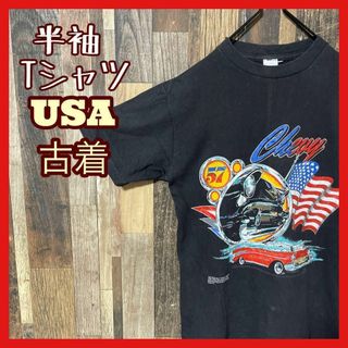 車 レース プリント メンズ ブラック M USA古着 90s 半袖 Tシャツ(Tシャツ/カットソー(半袖/袖なし))