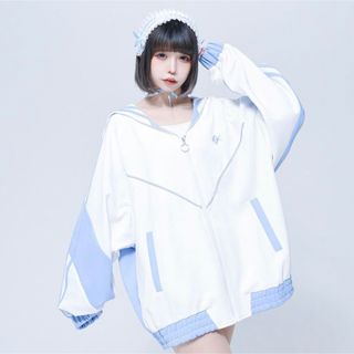 レフレム(REFLEM)の【超希少品】REFLEM BIG切替セーラーカラージャージ　水色　白　F(その他)