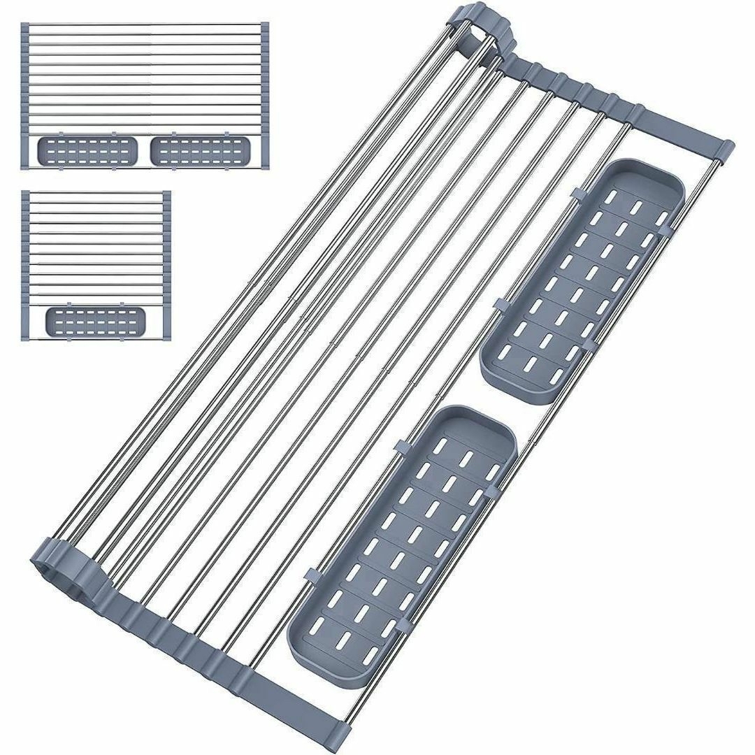 折りたたみ 水切りラック シンク上 丸めて収納 錆びない 抗菌 食器水切り インテリア/住まい/日用品のキッチン/食器(その他)の商品写真