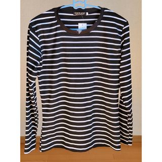 XL　新品　長袖Tシャツ ボーダー カットソー　黒　白　LL　大きいサイズ(カットソー(長袖/七分))