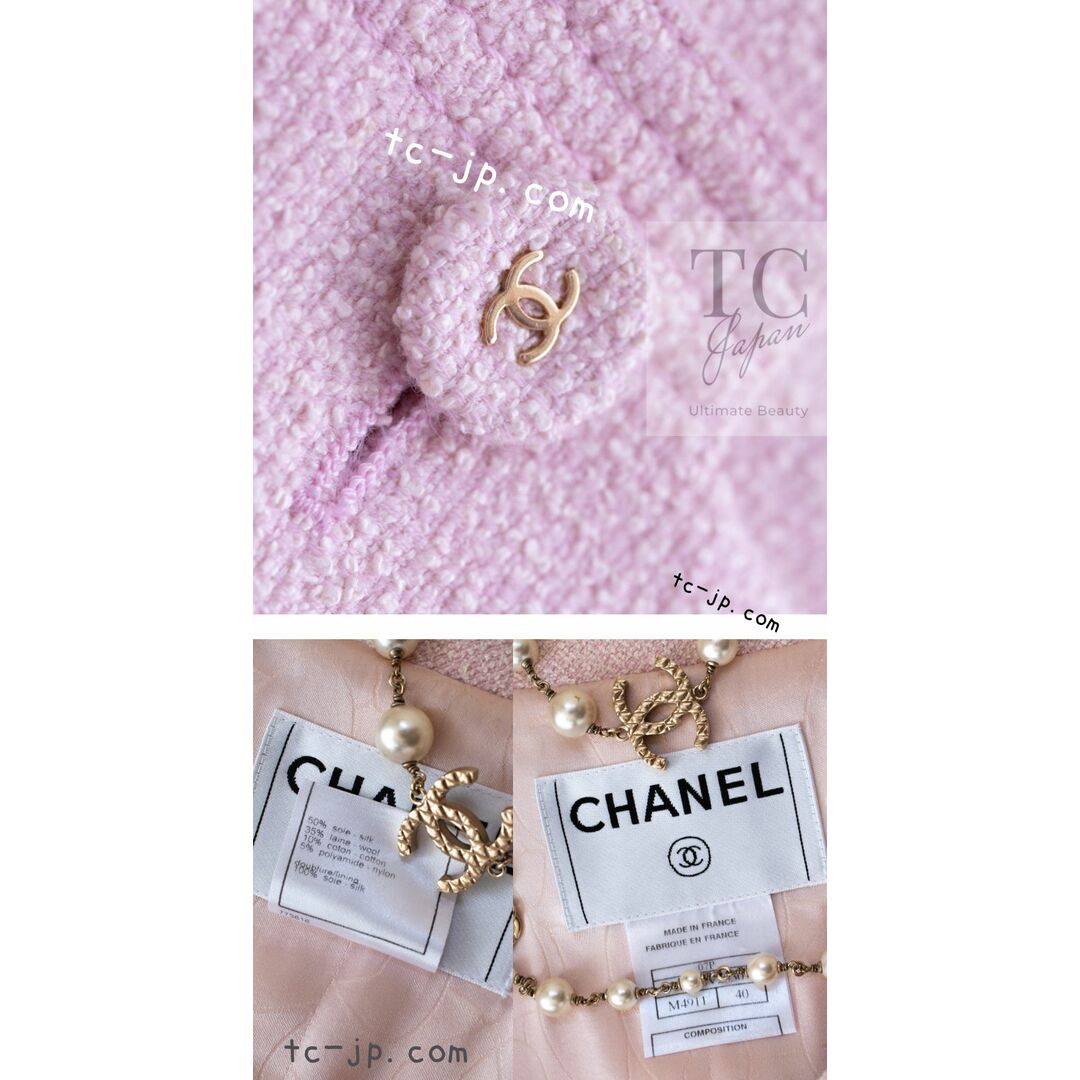 CHANEL(シャネル)のシャネル ジャケット CHANEL 淡い ピンク CC ボタン シルク ウール ジャケット 超美品 40 レディースのジャケット/アウター(テーラードジャケット)の商品写真