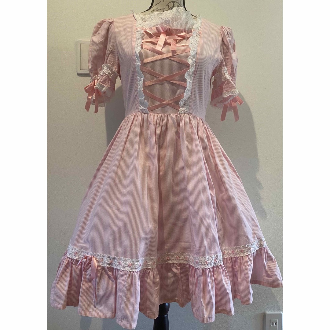 Angelic Pretty(アンジェリックプリティー)の半袖ストライプワンピース レディースのワンピース(ひざ丈ワンピース)の商品写真