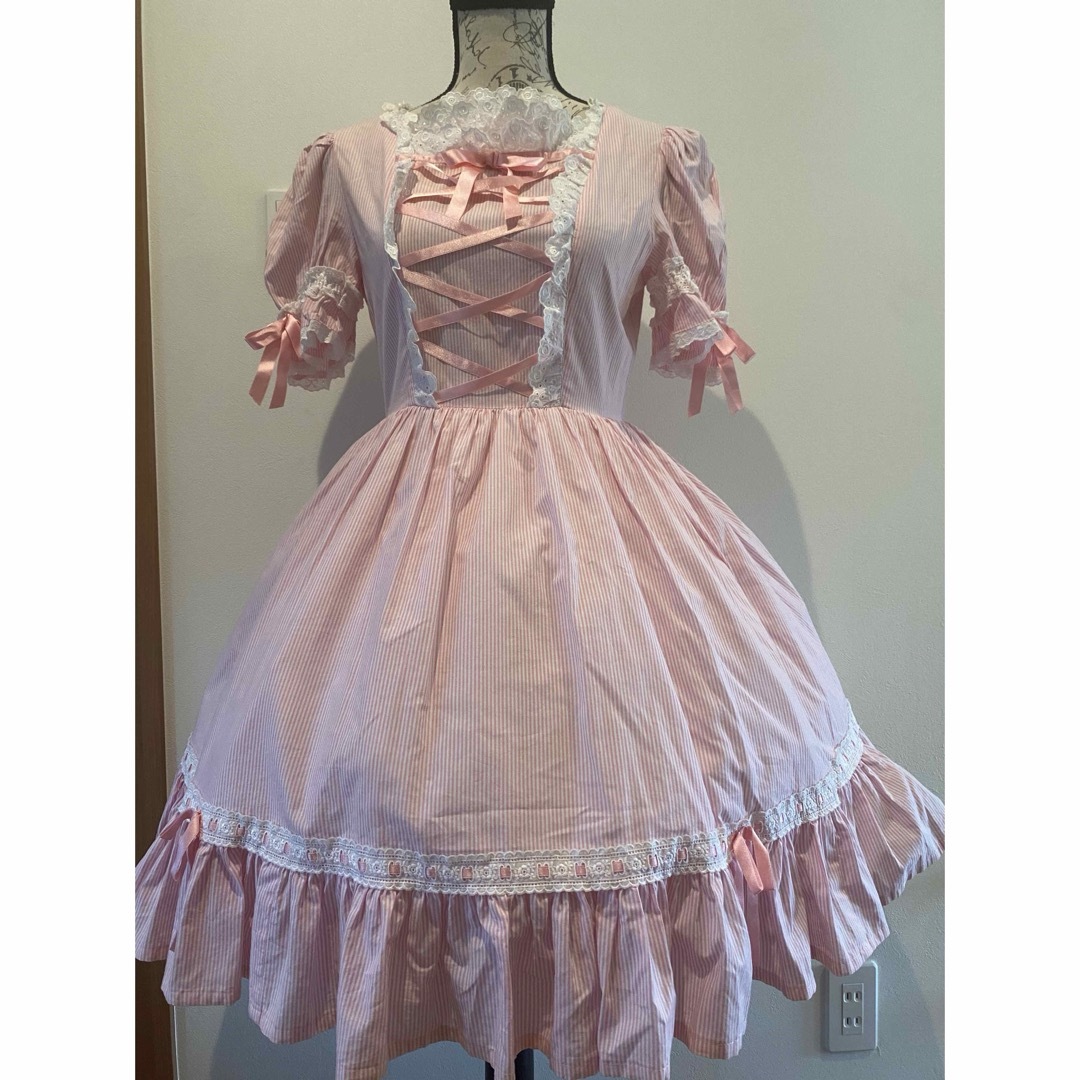 Angelic Pretty(アンジェリックプリティー)の半袖ストライプワンピース レディースのワンピース(ひざ丈ワンピース)の商品写真