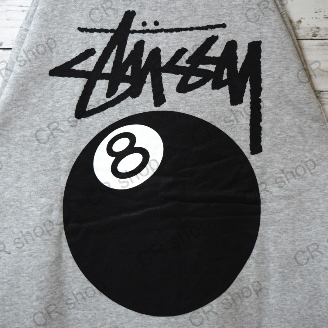 STUSSY(ステューシー)の【ステューシー】正規・新品タグ　ビッグロゴ　8ボール　グレー　M　パーカー メンズのトップス(パーカー)の商品写真