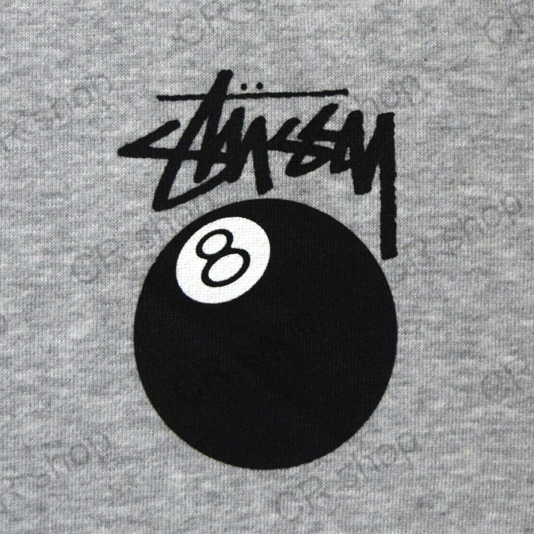 STUSSY(ステューシー)の【ステューシー】正規・新品タグ　ビッグロゴ　8ボール　グレー　M　パーカー メンズのトップス(パーカー)の商品写真