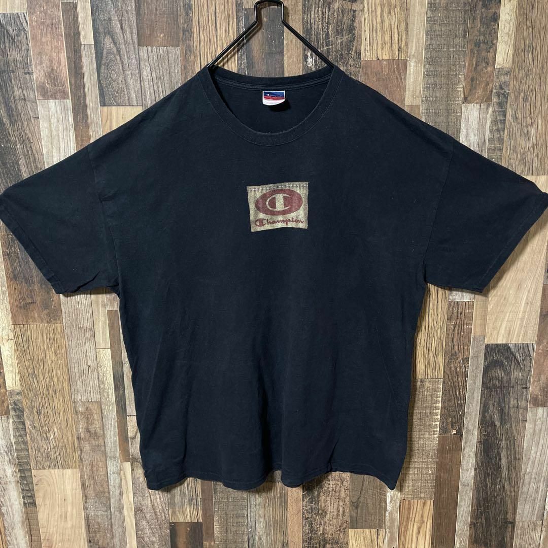 Champion(チャンピオン)のチャンピオン メンズ プリント 2XL ブラック 古着 90s 半袖 Tシャツ メンズのトップス(Tシャツ/カットソー(半袖/袖なし))の商品写真