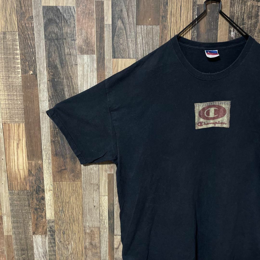 Champion(チャンピオン)のチャンピオン メンズ プリント 2XL ブラック 古着 90s 半袖 Tシャツ メンズのトップス(Tシャツ/カットソー(半袖/袖なし))の商品写真