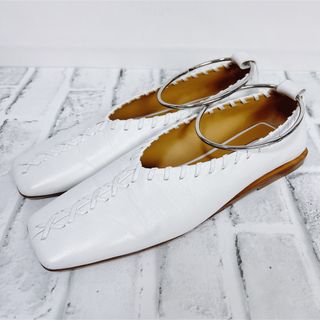 《美品》JIL SANDER ジルサンダー リングバレリーナシューズ 白 38