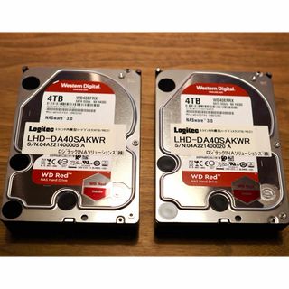 ウェスタンデジタル(Western Digital)のWD Red 4TB WD40EFRX (HD-DA40SAKWR) 2台セット(PCパーツ)