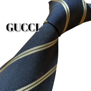 グッチ(Gucci)の★GUCCI★　グッチ　ブラック系　ストライプ　イタリア製(ネクタイ)