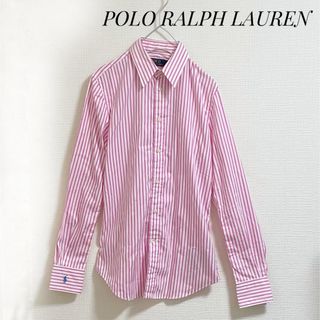 POLO RALPH LAUREN - ポロ ラルフローレン  ブラウス　ピンク　ストライプ　コットン　春　ロゴマーク