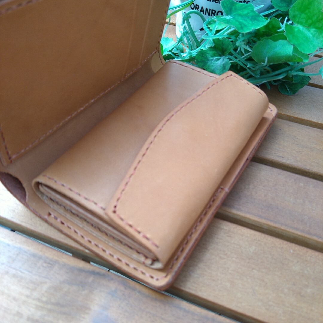 ITALIANレッドブラウン×チョコライトMiddleLeatherWallet メンズのファッション小物(折り財布)の商品写真