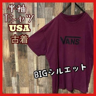 パープル系 メンズ プリント XL ゆるダボ USA古着 90s 半袖 Tシャツ(Tシャツ/カットソー(半袖/袖なし))