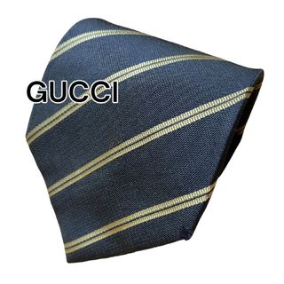 グッチ(Gucci)の【GUCCI】　グッチ　ブラック系　ストライプ　イタリア製(ネクタイ)