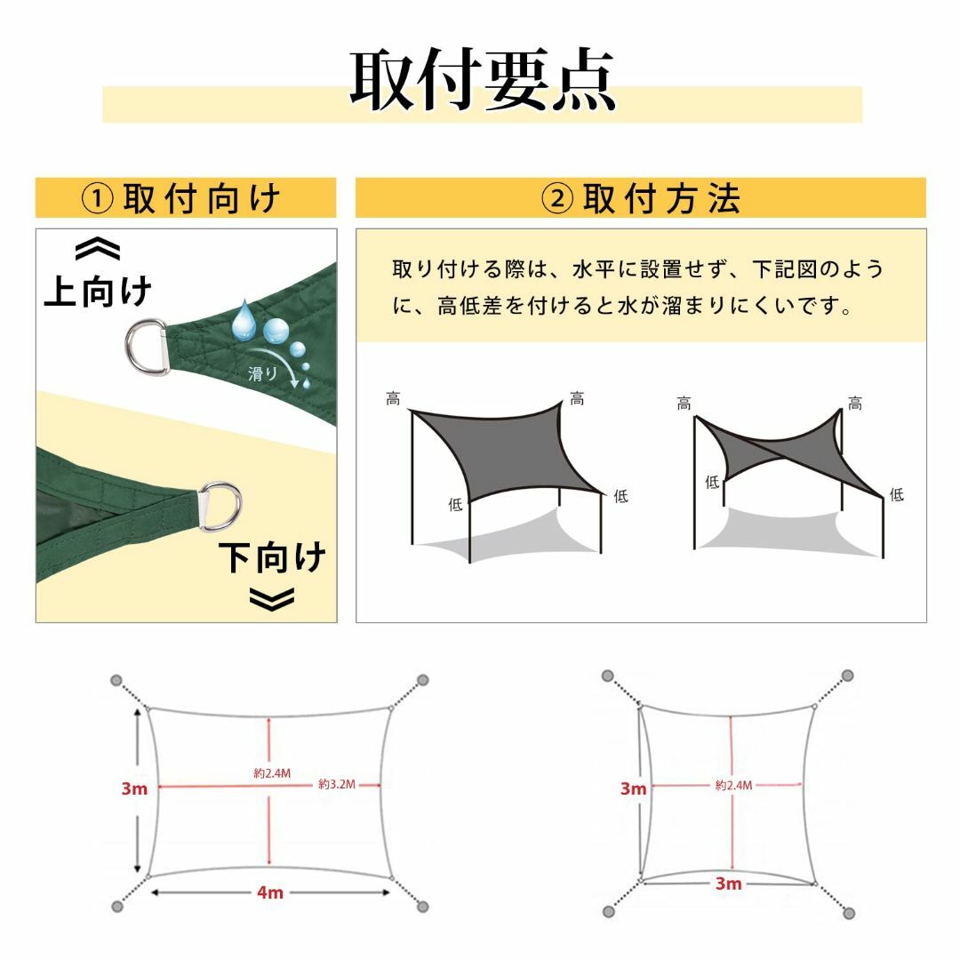 【色: グリーン　アーチ型】Sekey 適格請求書発行可 サンシェード 3×3m インテリア/住まい/日用品のカーテン/ブラインド(その他)の商品写真