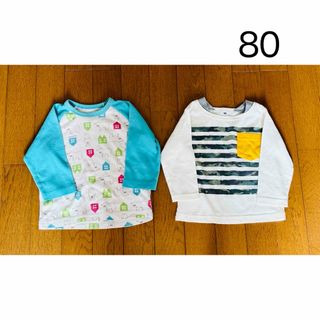 80 男の子　長袖　Tシャツ　恐竜　まとめ売り　セット(シャツ/カットソー)