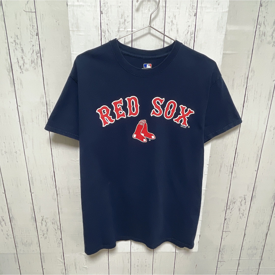 MLB(メジャーリーグベースボール)のMLB　Boston RED SOX　Tシャツ　M　ネイビー　ロゴ　USA古着 メンズのトップス(Tシャツ/カットソー(半袖/袖なし))の商品写真