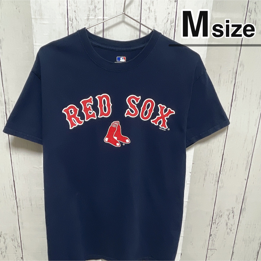 MLB(メジャーリーグベースボール)のMLB　Boston RED SOX　Tシャツ　M　ネイビー　ロゴ　USA古着 メンズのトップス(Tシャツ/カットソー(半袖/袖なし))の商品写真