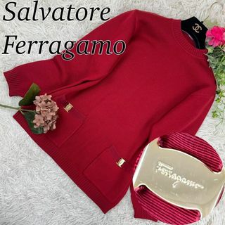 サルヴァトーレフェラガモ(Salvatore Ferragamo)のサルヴァトーレフェラガモ レディース ニット ヴァラリボン レッド S(ニット/セーター)