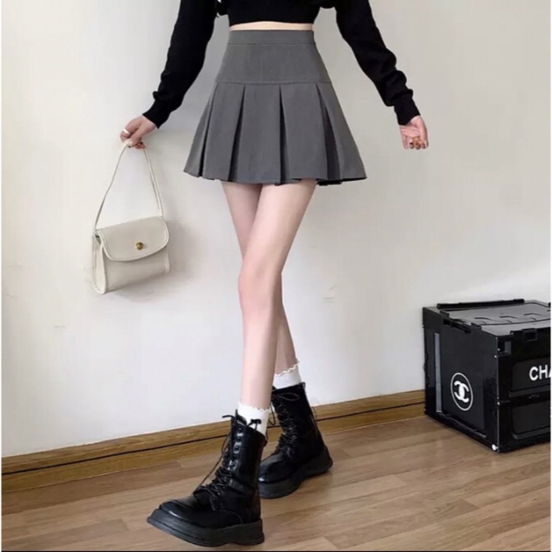 プリーツスカート ミニスカート 韓国 スカート M 可愛い ハイウェスト 夏 L レディースのスカート(ミニスカート)の商品写真