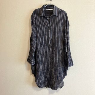 ザラ(ZARA)のzara  ザラ　チュニック　ブラウス　コットン　ストライプ　長袖(シャツ/ブラウス(長袖/七分))