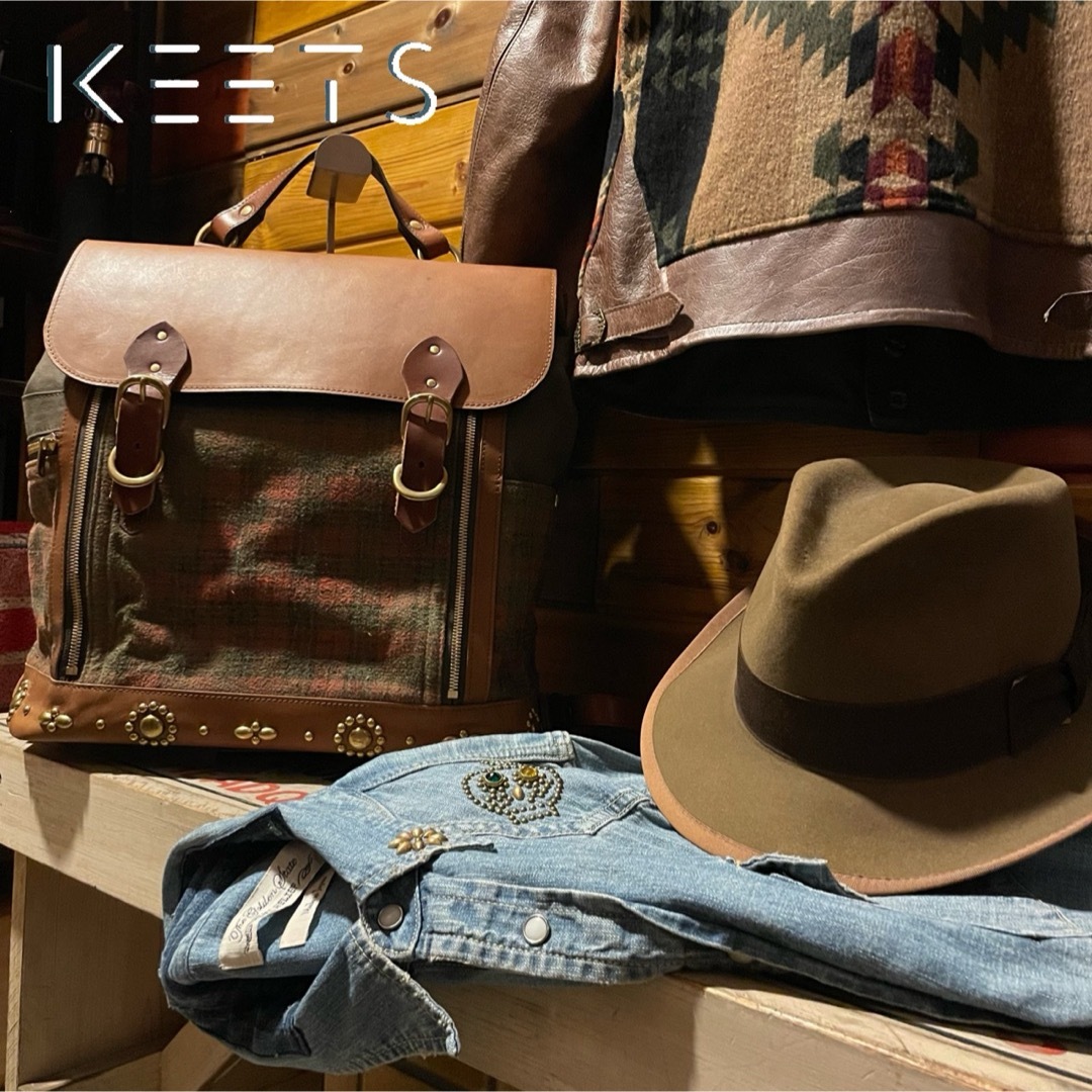 【美品】KEETS キイツ ハンドメイド リュック バックパック レザー 帆布