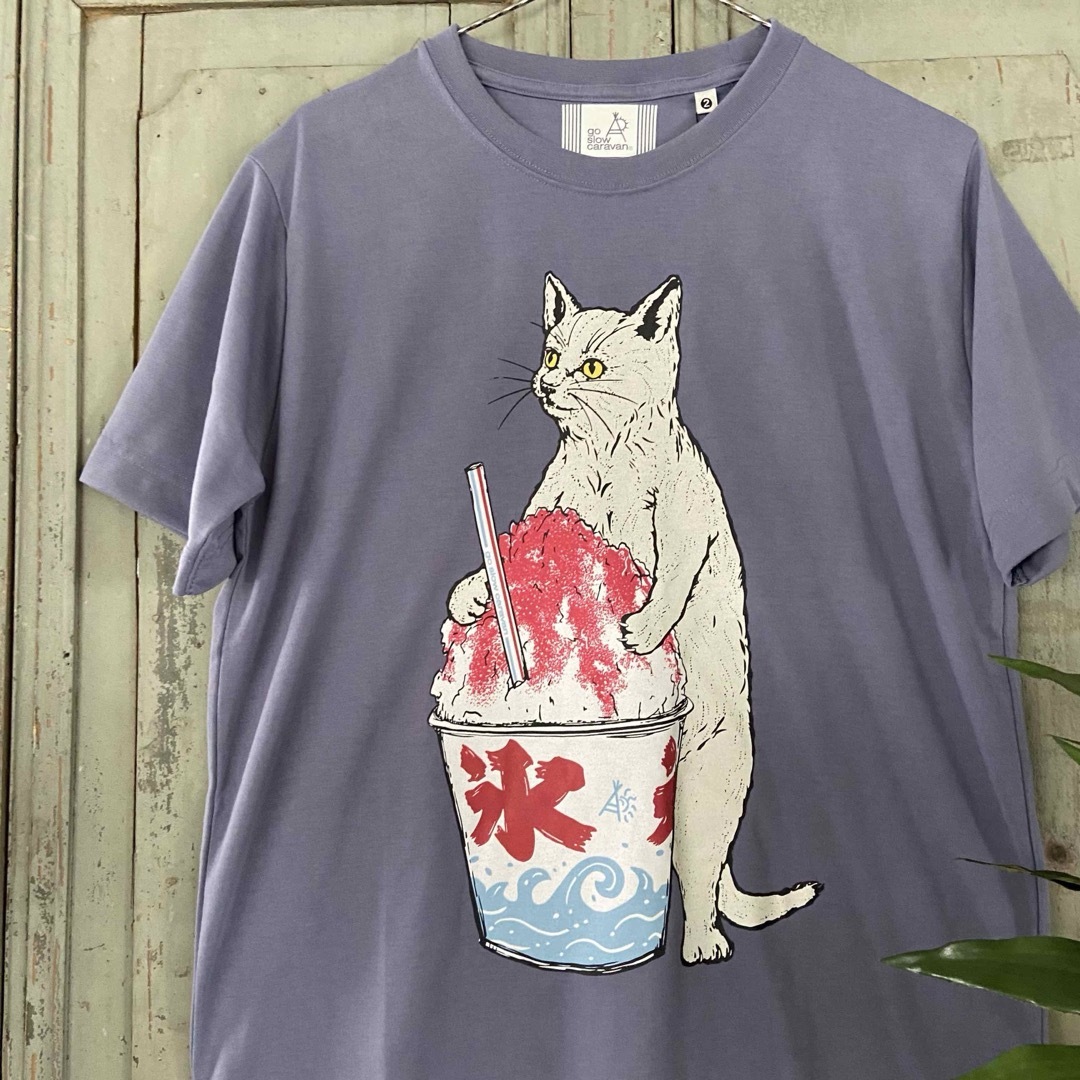 go slow caravan(ゴースローキャラバン)の新入荷！２番 レディース キッズ Drymixカキ氷猫TEE ラベンダーカラー レディースのトップス(Tシャツ(半袖/袖なし))の商品写真