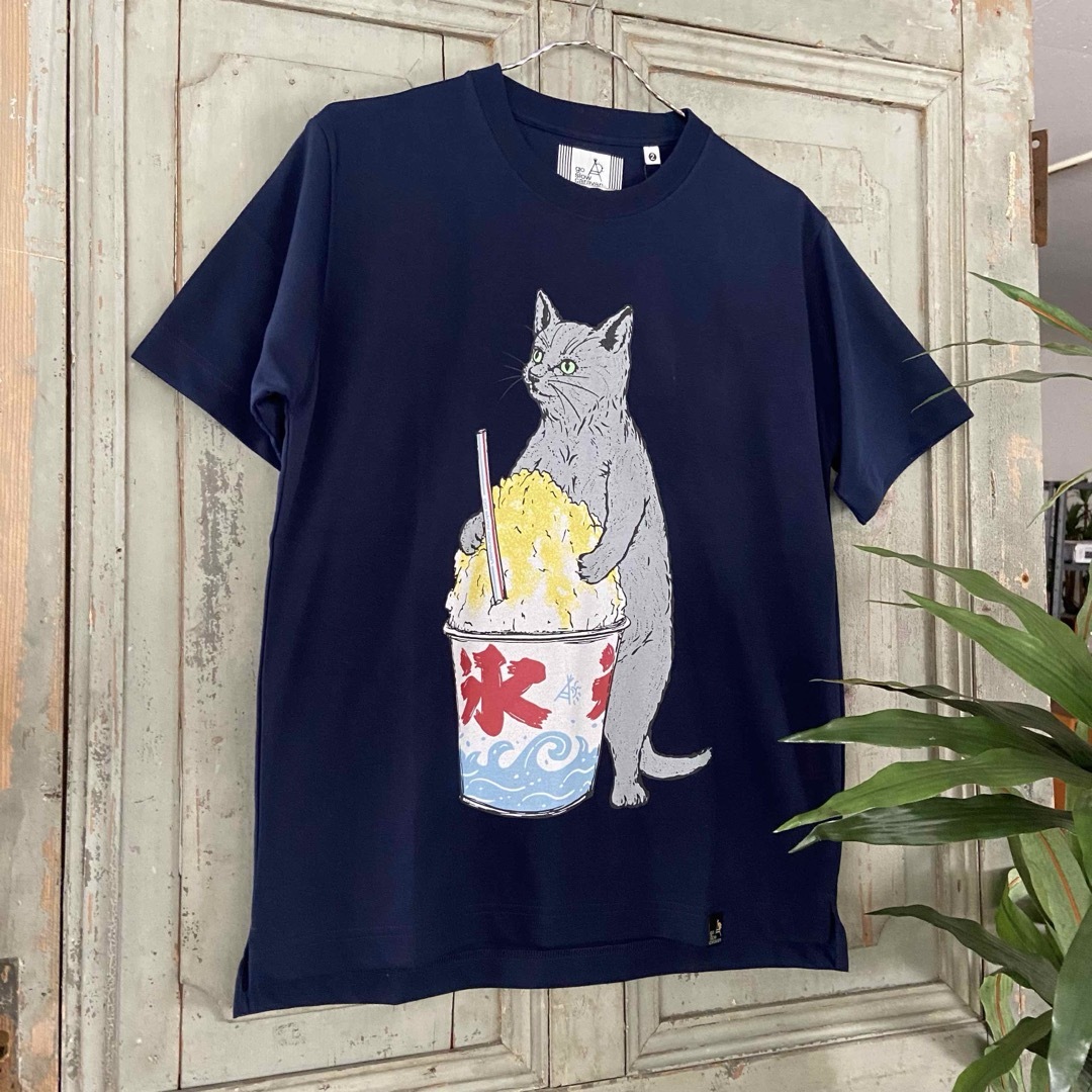 go slow caravan(ゴースローキャラバン)の新入荷！2番 レディース Drymixカキ氷猫TEE ネイビー カラー レディースのトップス(Tシャツ(半袖/袖なし))の商品写真