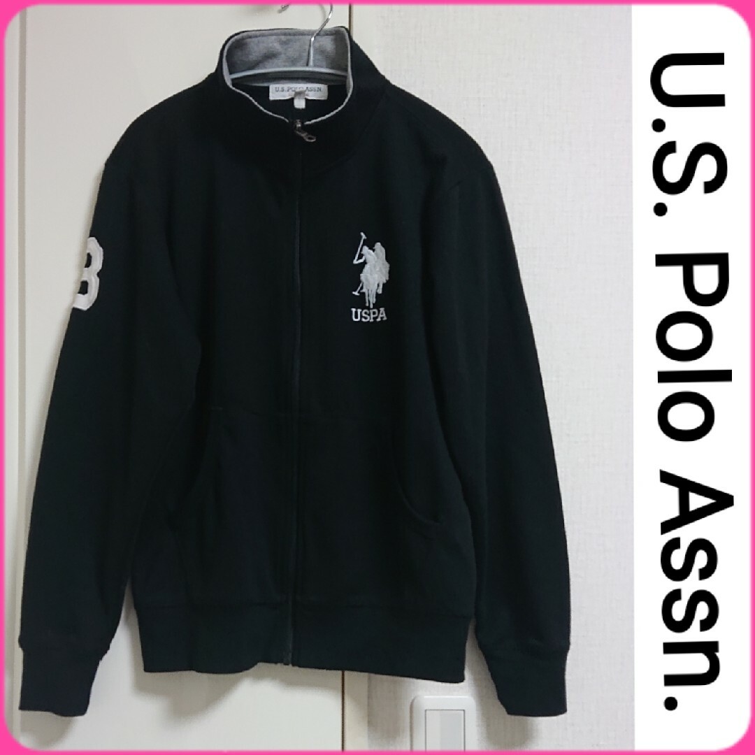 U.S. POLO ASSN.(ユーエスポロアッスン)のU.S. Polo Assn. ビッグロゴ 黒 ジップアップ パーカー ブラック レディースのトップス(パーカー)の商品写真