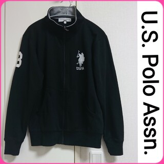 ユーエスポロアッスン(U.S. POLO ASSN.)のU.S. Polo Assn. ビッグロゴ 黒 ジップアップ パーカー ブラック(パーカー)