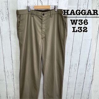 USA古着　HAGGAR　チノパンスラックス　パンツ　ライトブラウン　W36(チノパン)