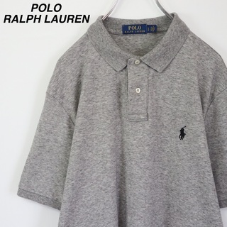 POLO RALPH LAUREN - 【霜降りグレー】ポロラルフローレン／ポロシャツ　ポニー　刺繍ロゴ　Lサイズ　無地