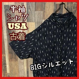 柄シャツ 総柄 メンズ ブラック 2XL シャツ USA古着 90s 半袖(シャツ)