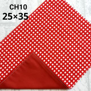 CH10　ランチョンマット　チェック　レッド　赤　ナフキン　ランチクロス　給食(キッチン小物)