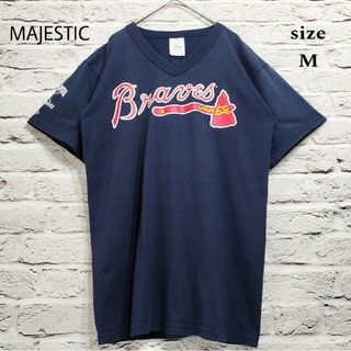 マジェスティック(Majestic)の【メキシコ製】MAJESTIC  Braves Tシャツ Vネック(Tシャツ/カットソー(半袖/袖なし))