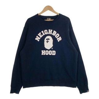 アベイシングエイプ(A BATHING APE)のA BATHING APE アベイシングエイプ NEIGHBOR HOOD ネイバーフッド プリント スウェットクルーネックトレーナー ネイビー 001SWJ231901C Size XL(スウェット)