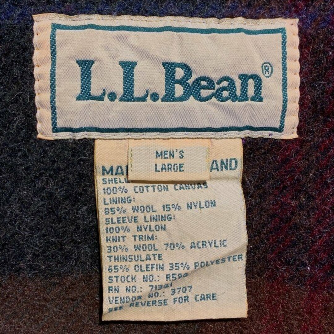 L.L.Bean(エルエルビーン)の90's L.L.Bean エルエルビーン コットンキャンバス ジップアップ リブブルゾン グリーン ウールライナー Size L メンズのジャケット/アウター(ブルゾン)の商品写真